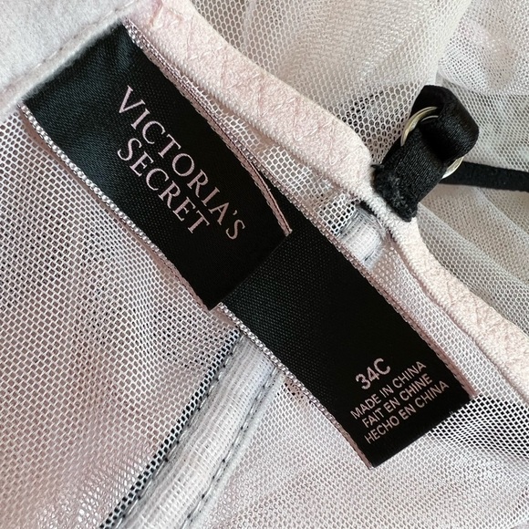 Victoria’s Secret sheer pink and black mesh and lace push up bra lingerie nighty - Picture 8 of 9
